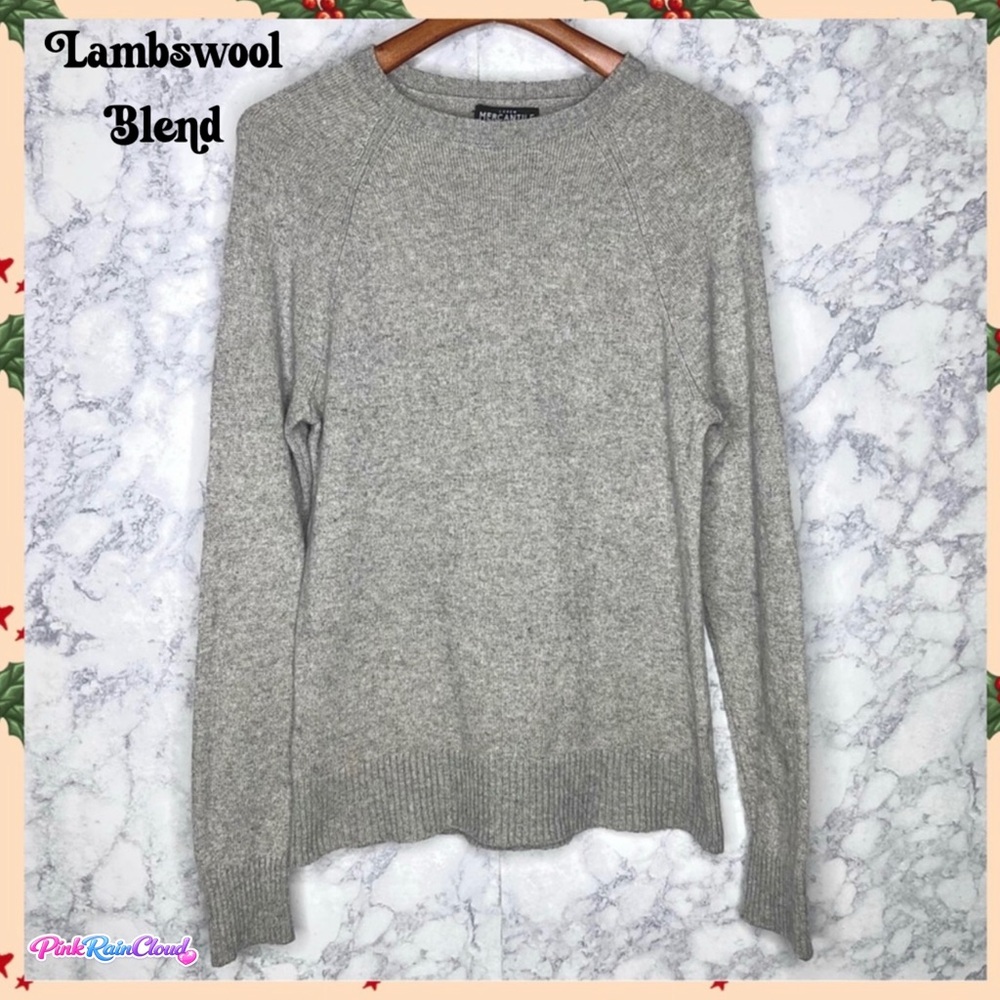 J. Crew Men’s LAMBSWOOL Blend Gray Knit Sweater Small Unisex PinkRainCloud